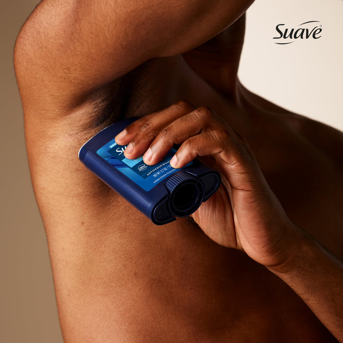 Suave Ocean Charge packaging back details paraben-free, talc-free formula.