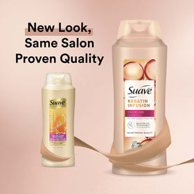 Pump dispenser of Suave Keratin Infusion Color Care Shampoo for daily cleansing.
