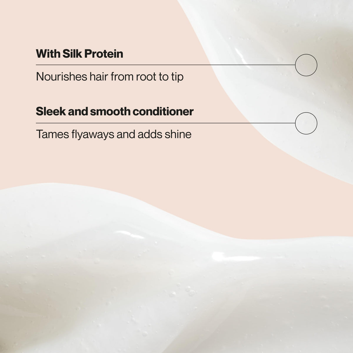 Close-up of Suave conditioner on hair strands for a glossy, manageable look