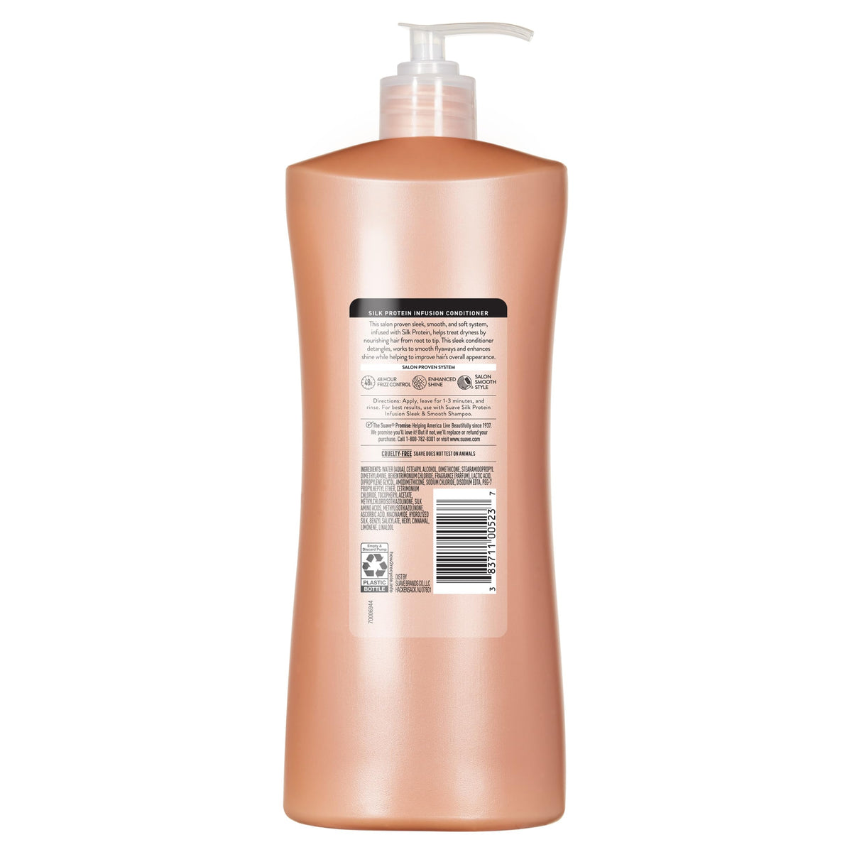 Flyaway control demonstrated by Suave Sleek & Smooth conditioner on sleek hair