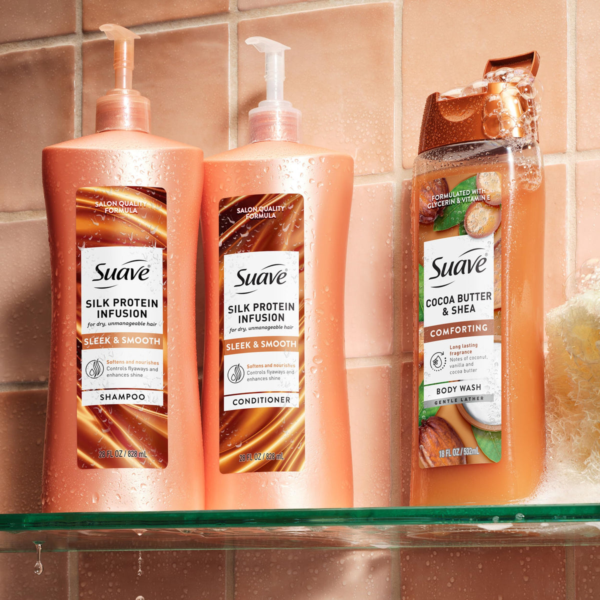 Fragrance note on Suave conditioner bottle highlighting light fruity floral scent