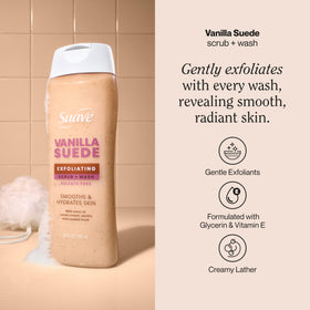 Creamy lather from Suave Vanilla Suede Exfoliating Scrub + Wash
