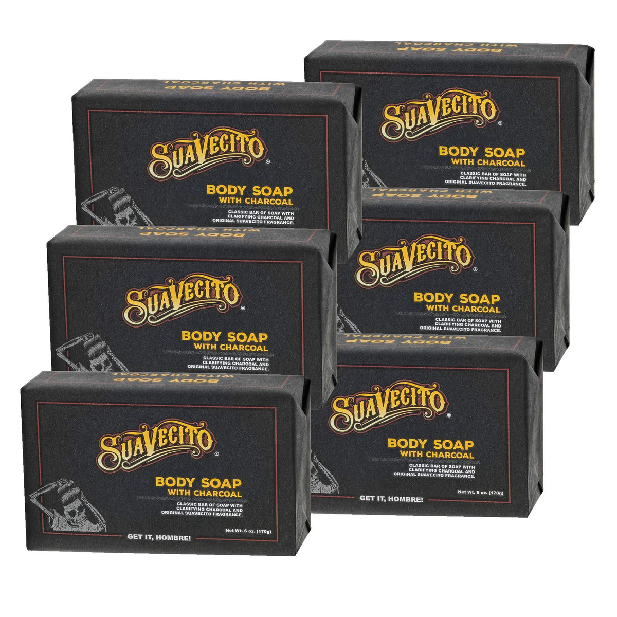 Suavecito Body & Hand Soap Bars 6oz pack shown for daily moisture and freshness.
