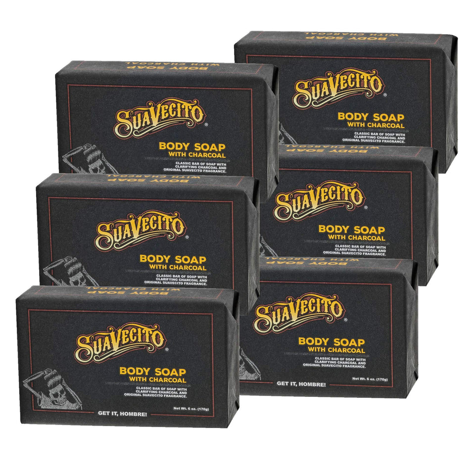 Suavecito Body & Hand Soap Bars 6oz pack shown for daily moisture and freshness.