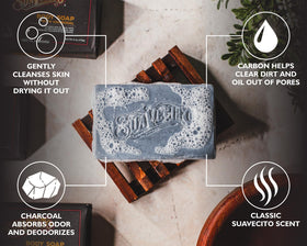 Hands lathering with Suavecito soap to show rich, moisturizing foam.