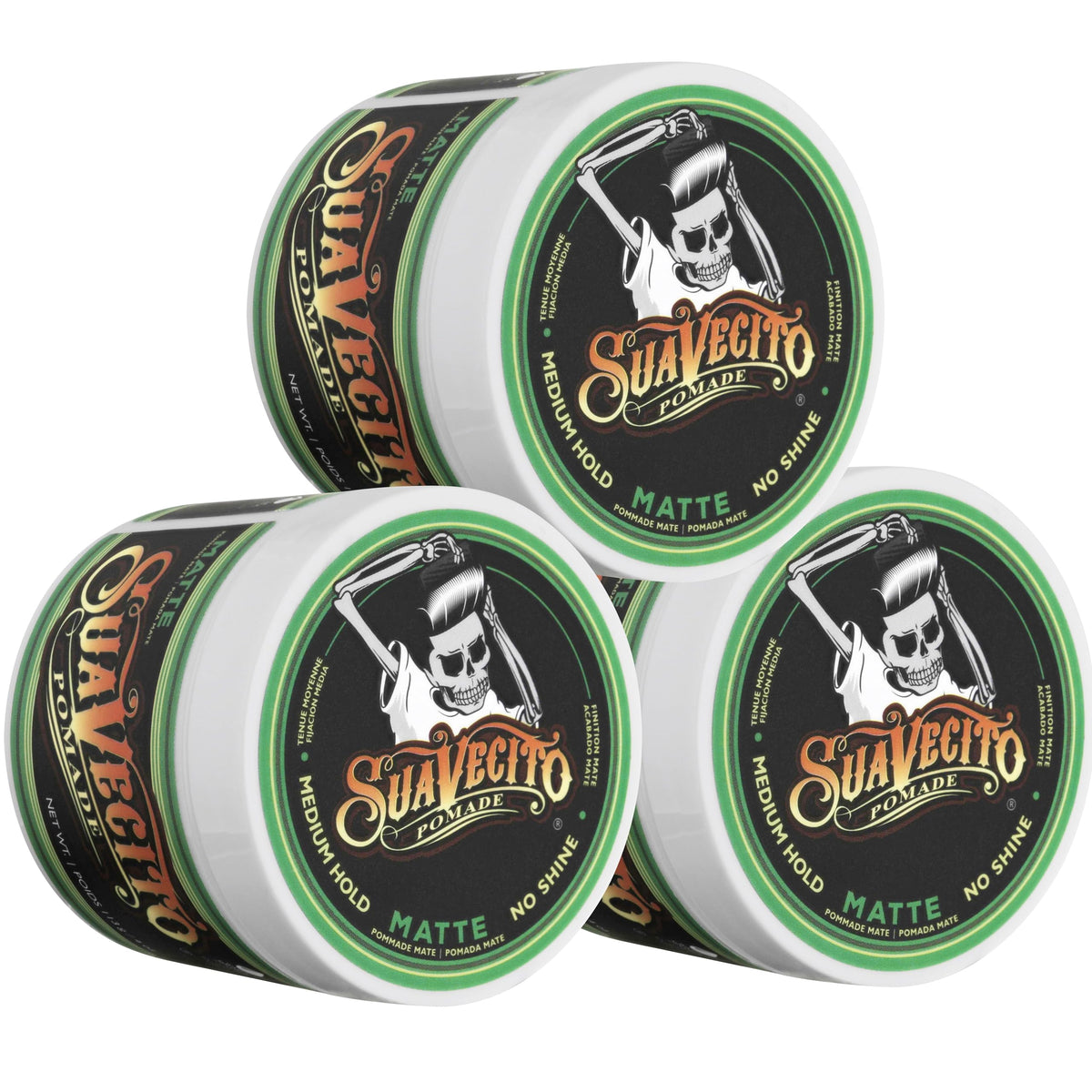 Suavecito Matte Pomade 3-pack packaging highlights value and convenient gifting