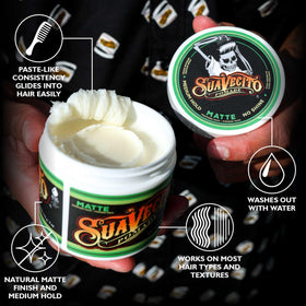 Pomade swatch texture demonstrates smooth application with no white residue