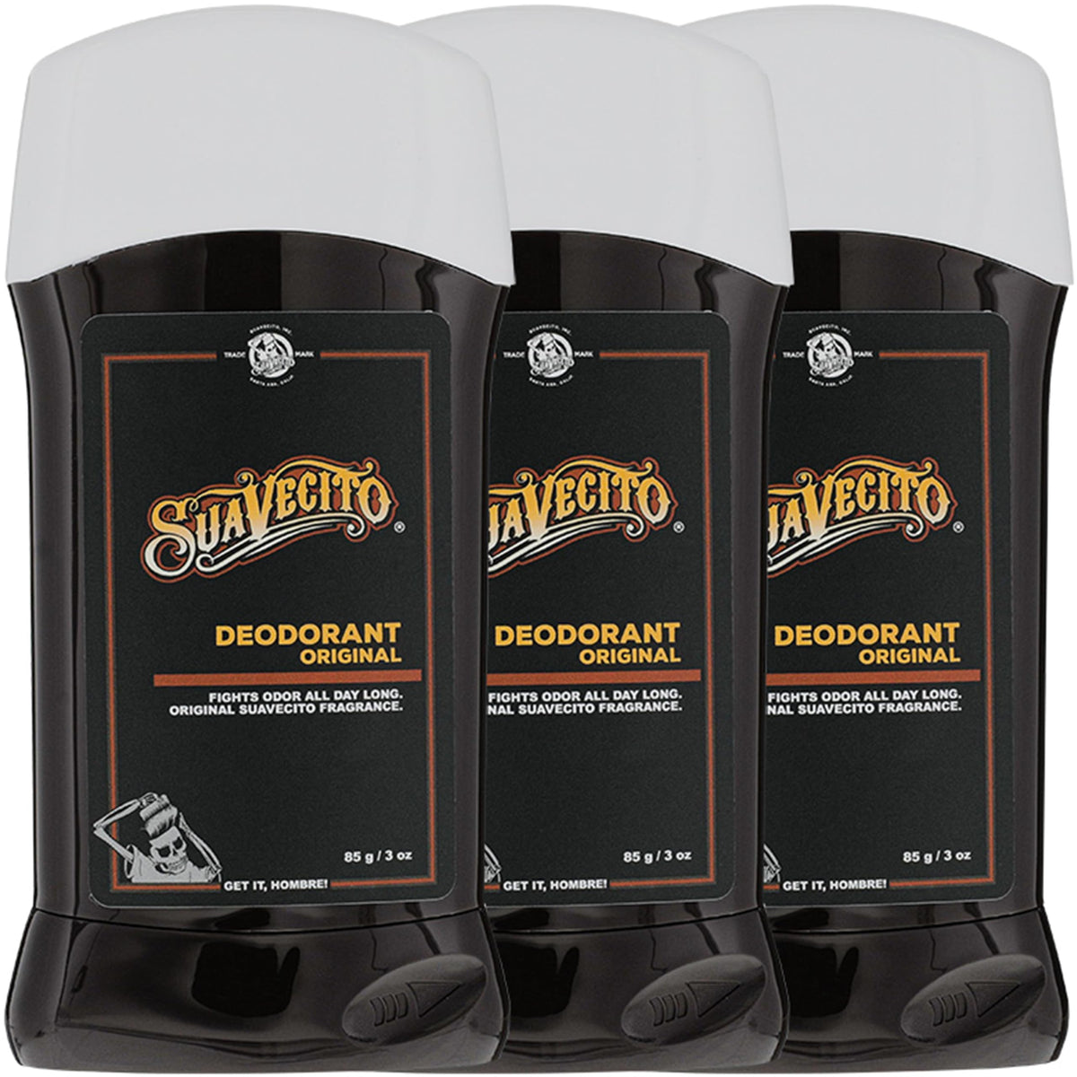 Suavecito Original Scent deodorant 3-pack bottles for all-day freshness