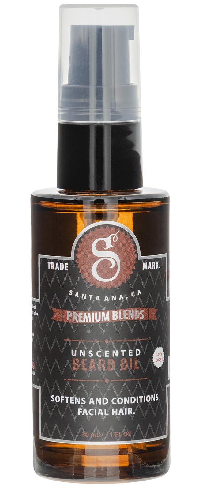 Suavecito Premium Blends Beard Oil bottle front view, softening beard hair