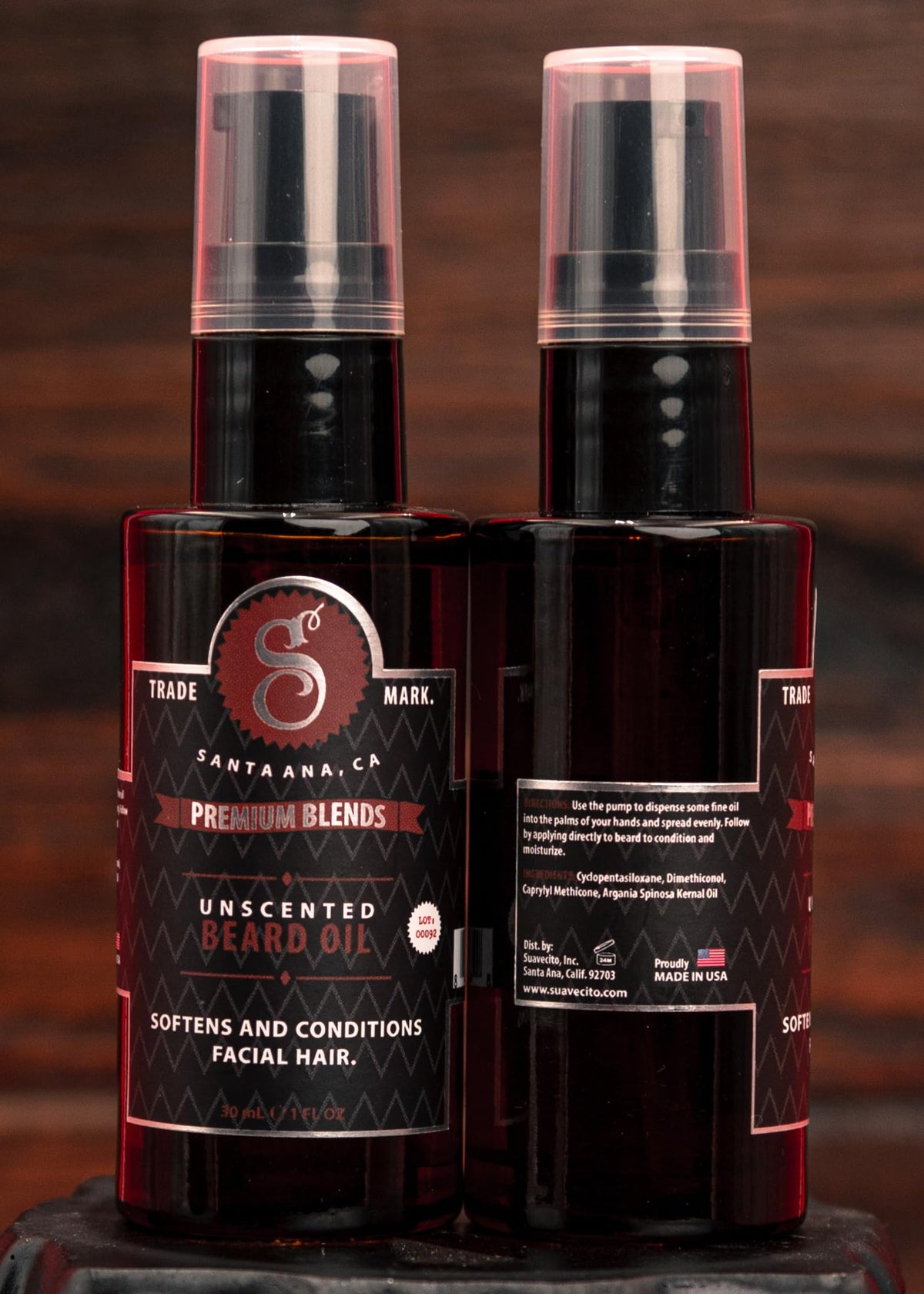 Suavecito Premium Blends Beard Oil dropper application, easy daily grooming
