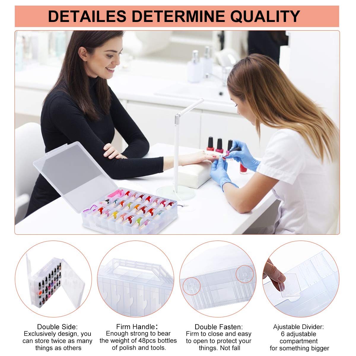 SUBAY adjustable dividers illustrate flexible compartments for various bottle sizes.