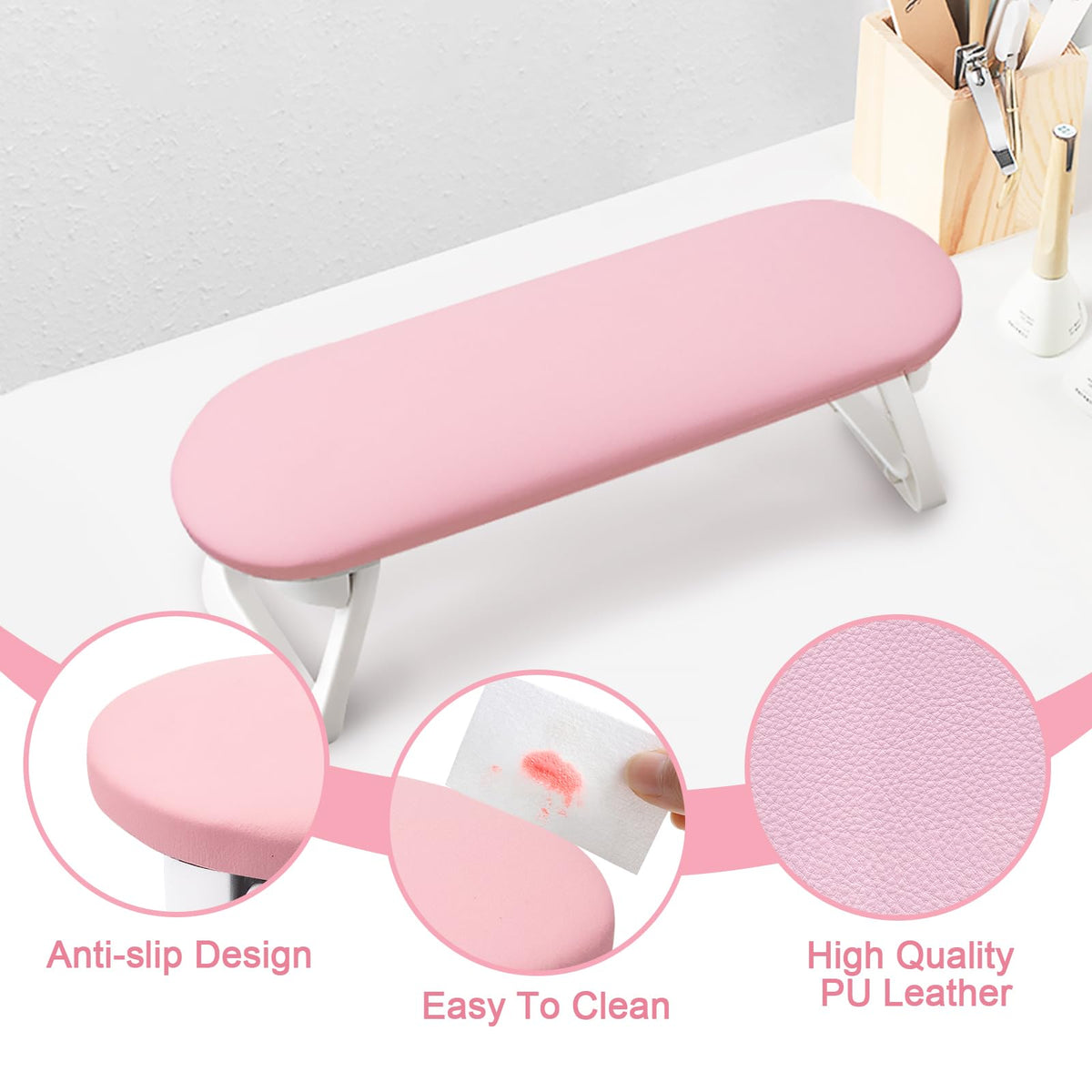 SUBAY Nail Arm Rest cushioned-sponge offers soft forearm support during nail art work.