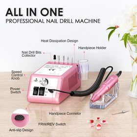 SUBAY nail drill machine side view highlights ergonomic grip for comfortable use.