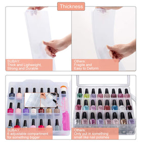 SUBAY nail polish case with open latches demonstrating secure portability for travel.
