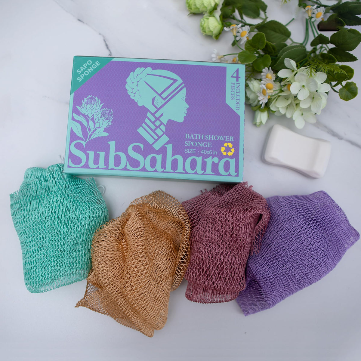 Travel-friendly SubSahara net sponge set in assorted colors