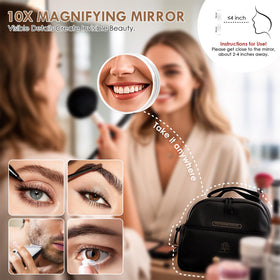 Sucedey detachable 10x magnifying mirror for close-up eyeliner and tweezing.