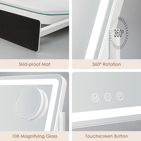 Sucedey sleek white vanity mirror with a modern finish for any dresser.