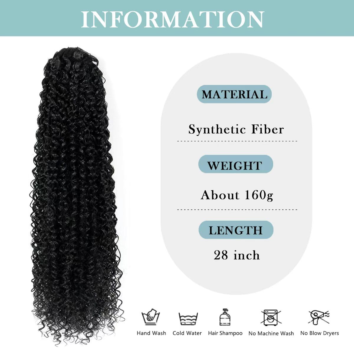 SuCoo built-in-clips ponytail provides seamless, tool-free attachment.