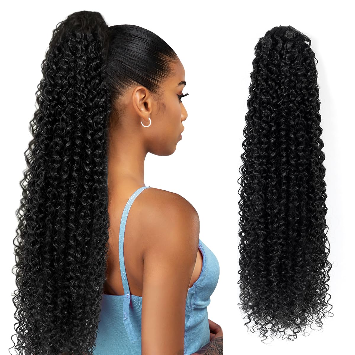SuCoo drawstring-closure ponytail extension for quick, secure daily wear.