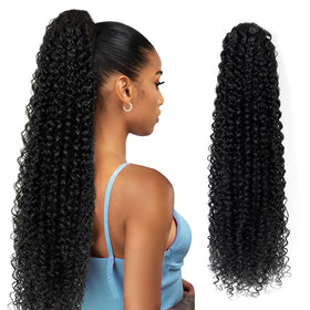 SuCoo drawstring-closure ponytail extension for quick, secure daily wear.