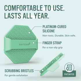 Durable food-grade silicone construction shown on Sud Scrub.