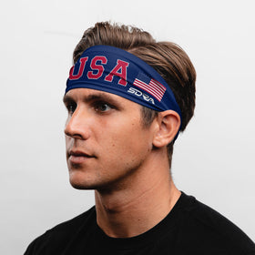 Suddora country flag tapered headband with US flag design and moisture-wicking comfort.