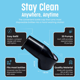 Suds2Go lid valve keeps soap and water separate for clean hands.