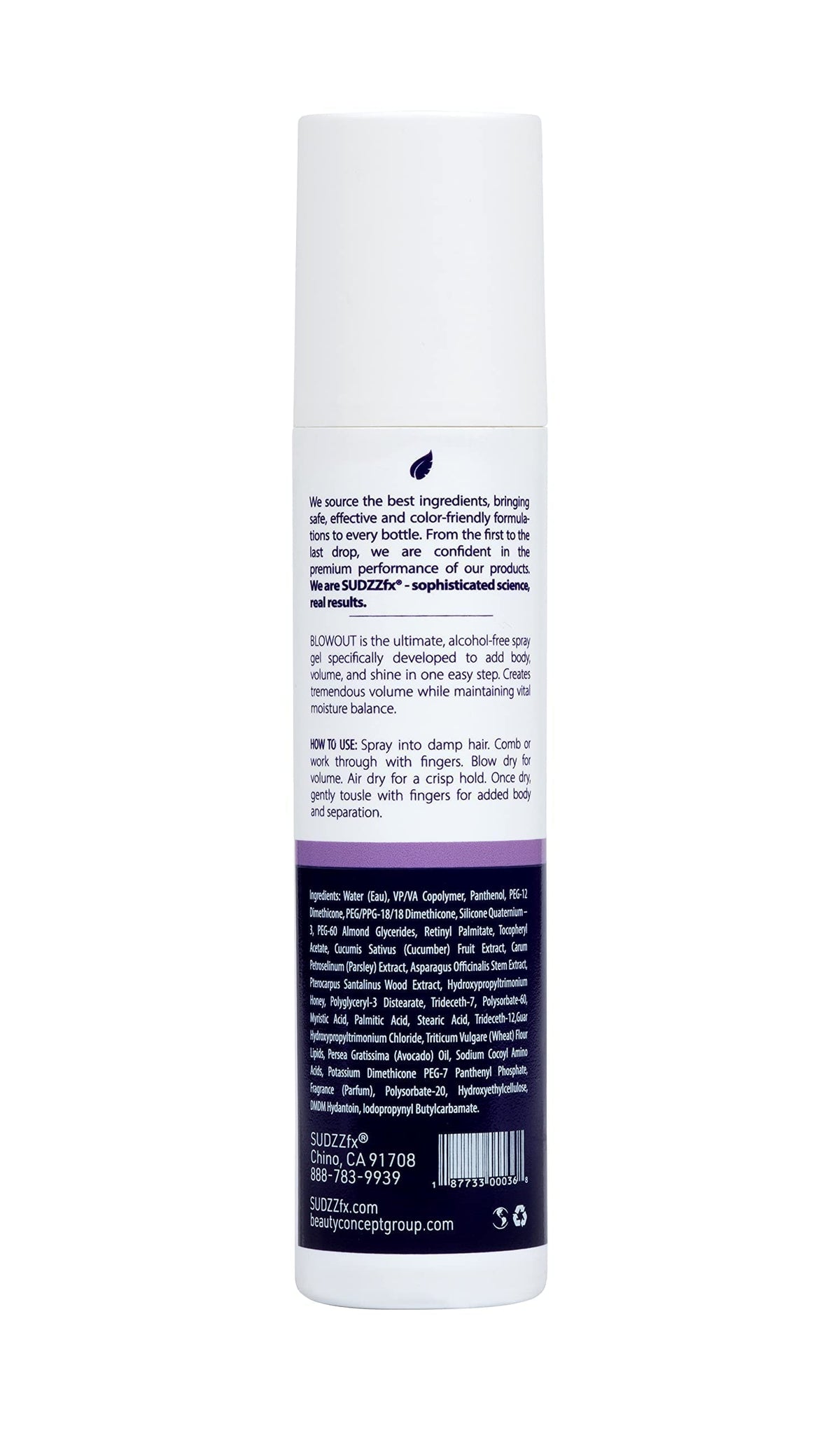 SUDZZFX BlowOut Volume Spray application demonstrates easy styling and lift