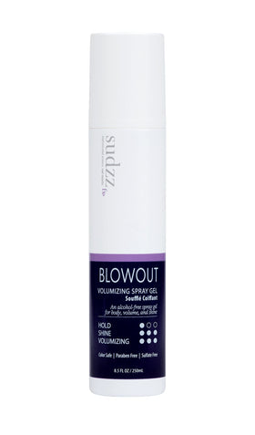 SUDZZFX BlowOut Volume Spray bottle showing alcohol-free formula for volume