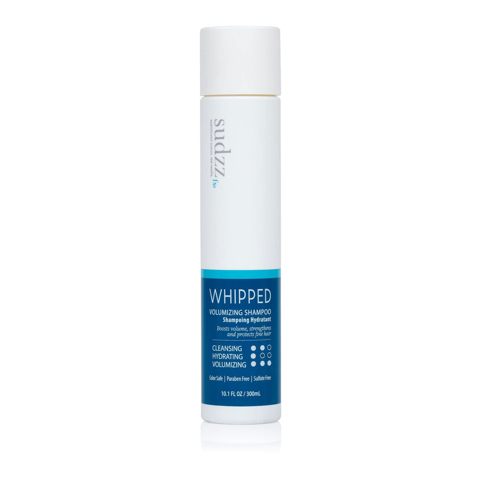 SUDZZFX Whipped Creme & Honey Volumizing Shampoo bottle front showing premium packaging.