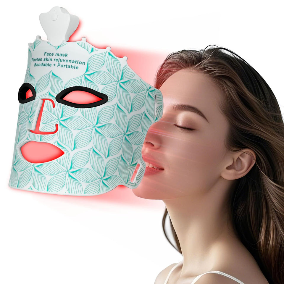 SUERBEATY green 7-color red light mask front view cordless for on-the-go skincare