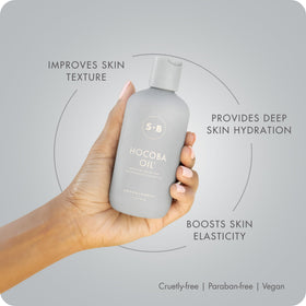 SUGARED + BRONZED Hocoba Oil mixed with lotion for extra hydration.