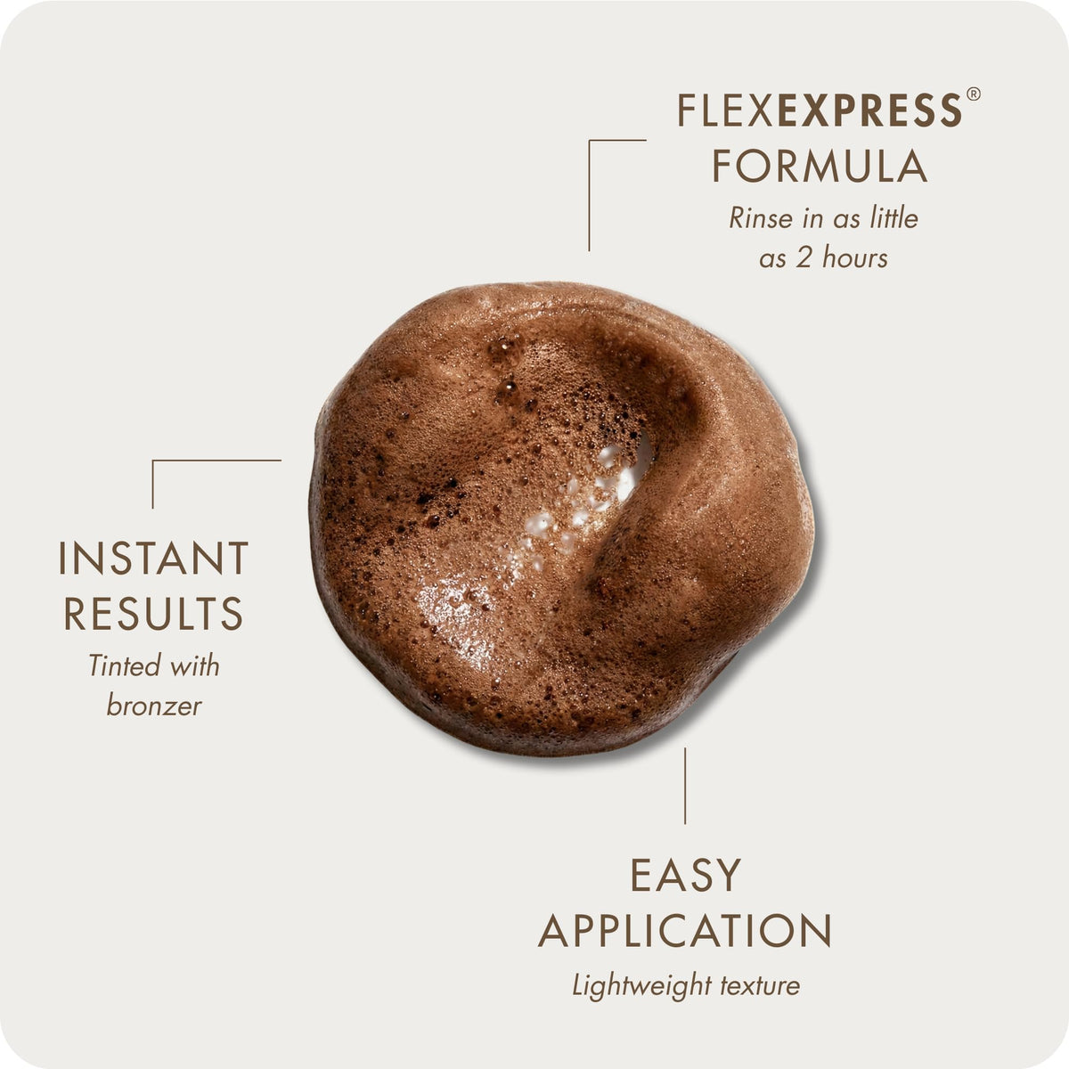 Sugared + Bronzed mousse dispensed from a pump for controlled use.