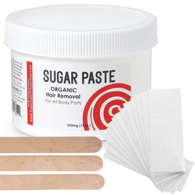 Sugaring hair removal paste at-home kit jar close-up shows natural ingredients for smooth skin