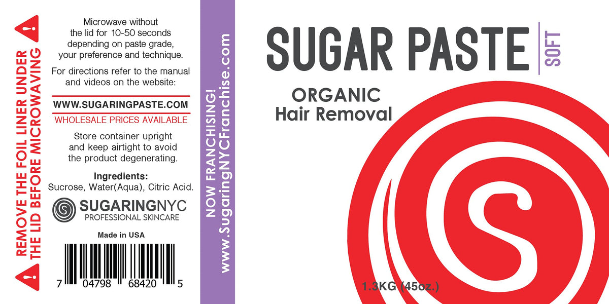 Sugaring NYC paste packaging back showing usage and ingredients