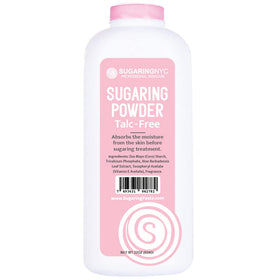 Sugaring NYC talc-free powder packaging for long-lasting, mess-free use.