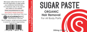 Sugaring paste bottle with application steps visible for easy at-home technique