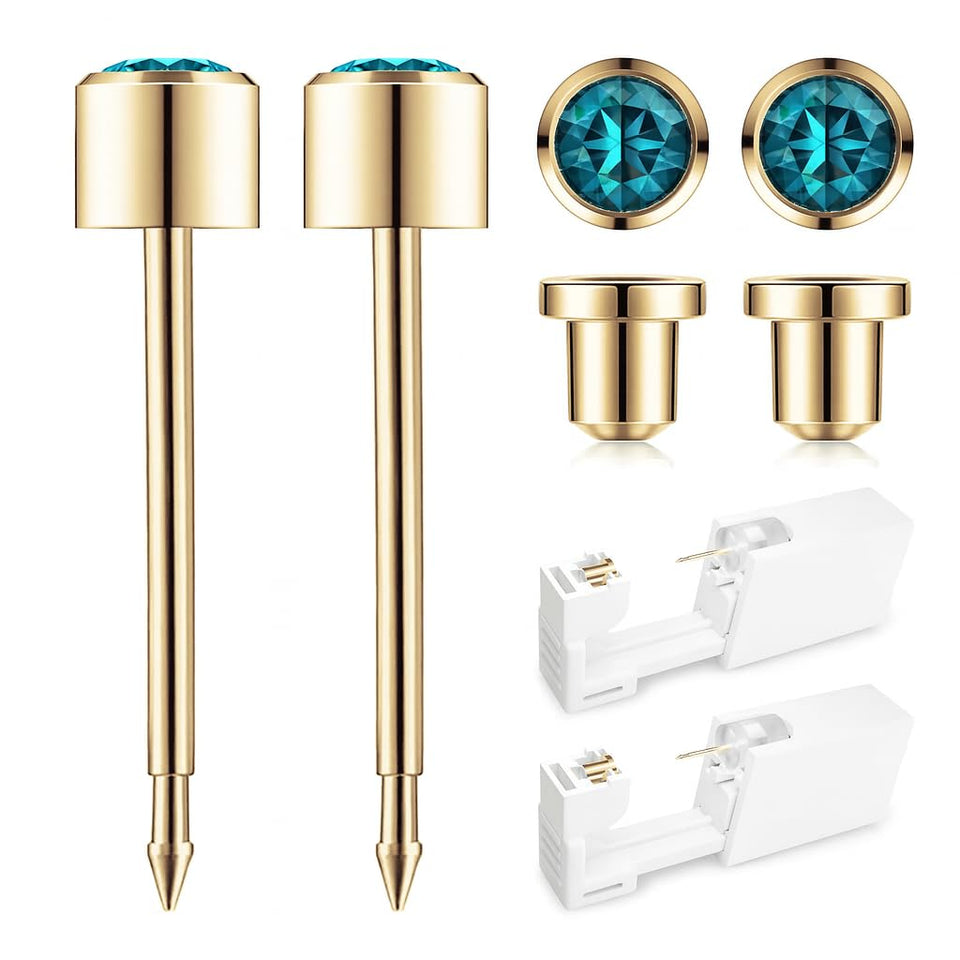 SugarTang ear piercing kit gold 4mm with preloaded stud for at home use.