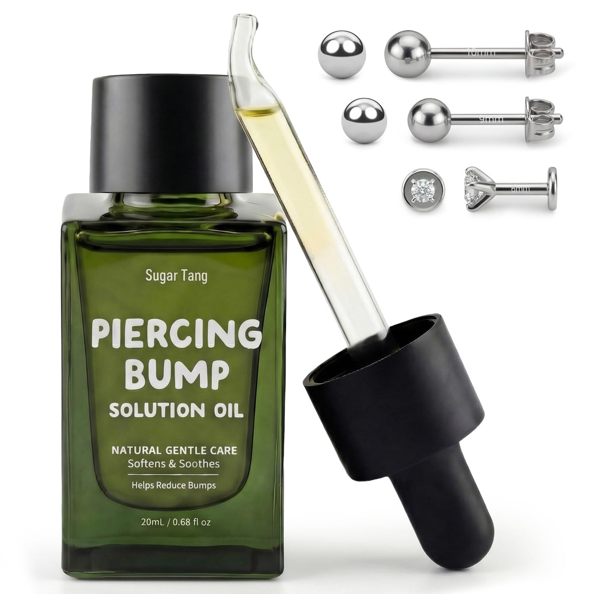 SugarTang piercing bump solution oil bottle for hydration around piercings