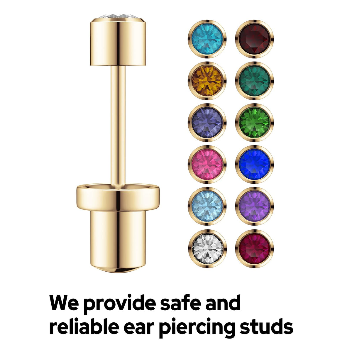 SugarTang preloaded amethyst ear stud for accurate initial piercing.