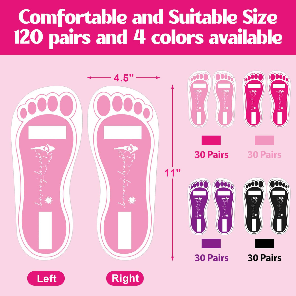 Suhine purple tanning pads stay in place with sticky adhesive during spray sessions.