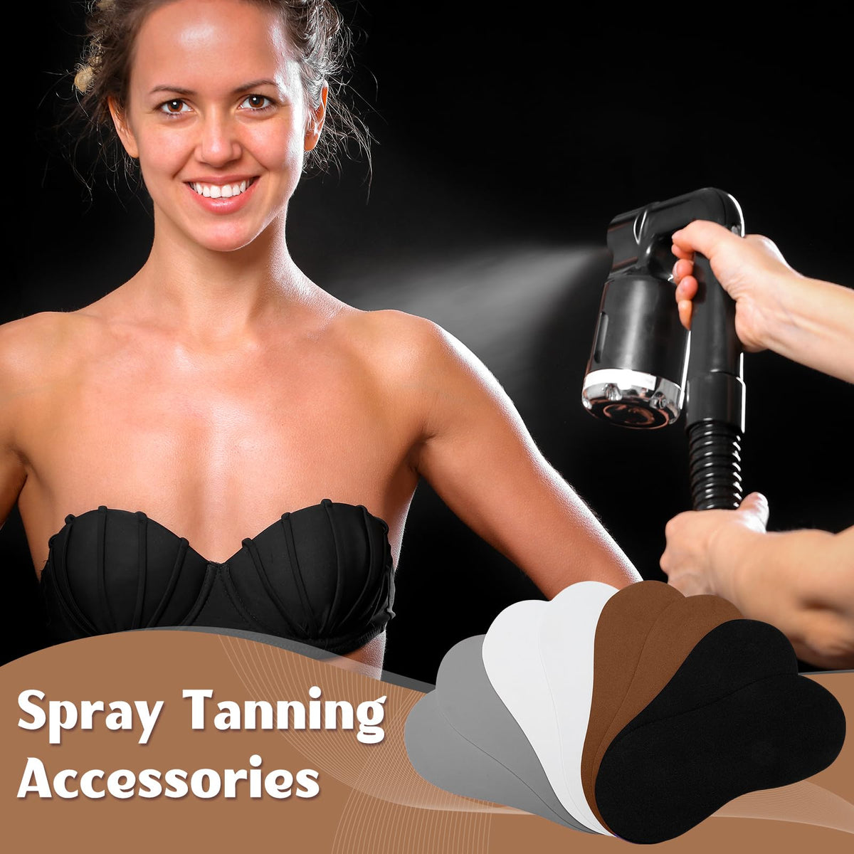 Suhine spray tan feet pads coffee for secure fit during professional or DIY sessions