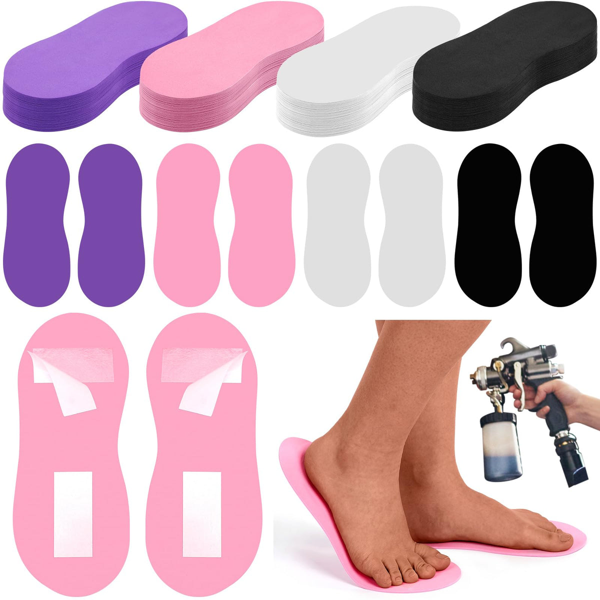 Suhine pink spray tan feet pads for mess-free at-home sessions.