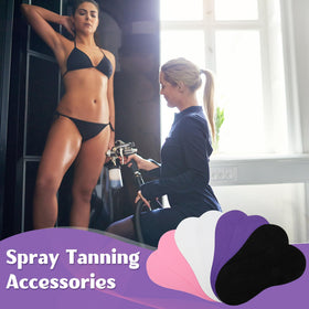 Suhine purple spray tan feet pads provide a secure grip during tanning.