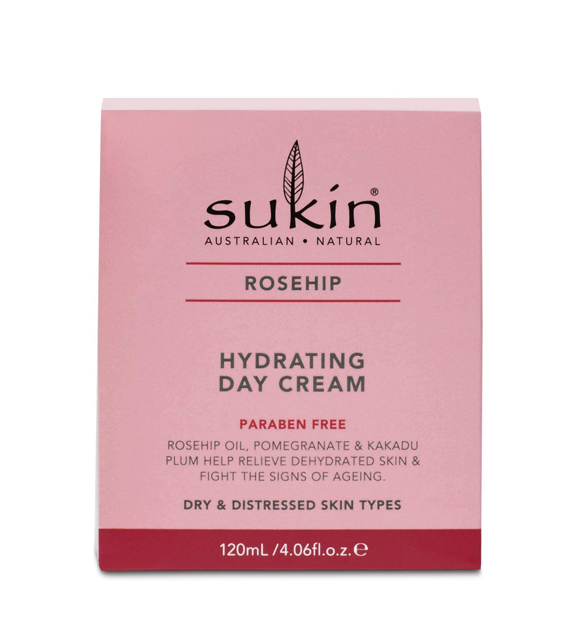 Sukin Rosehip Day Cream texture shown being spread for immediate moisture.