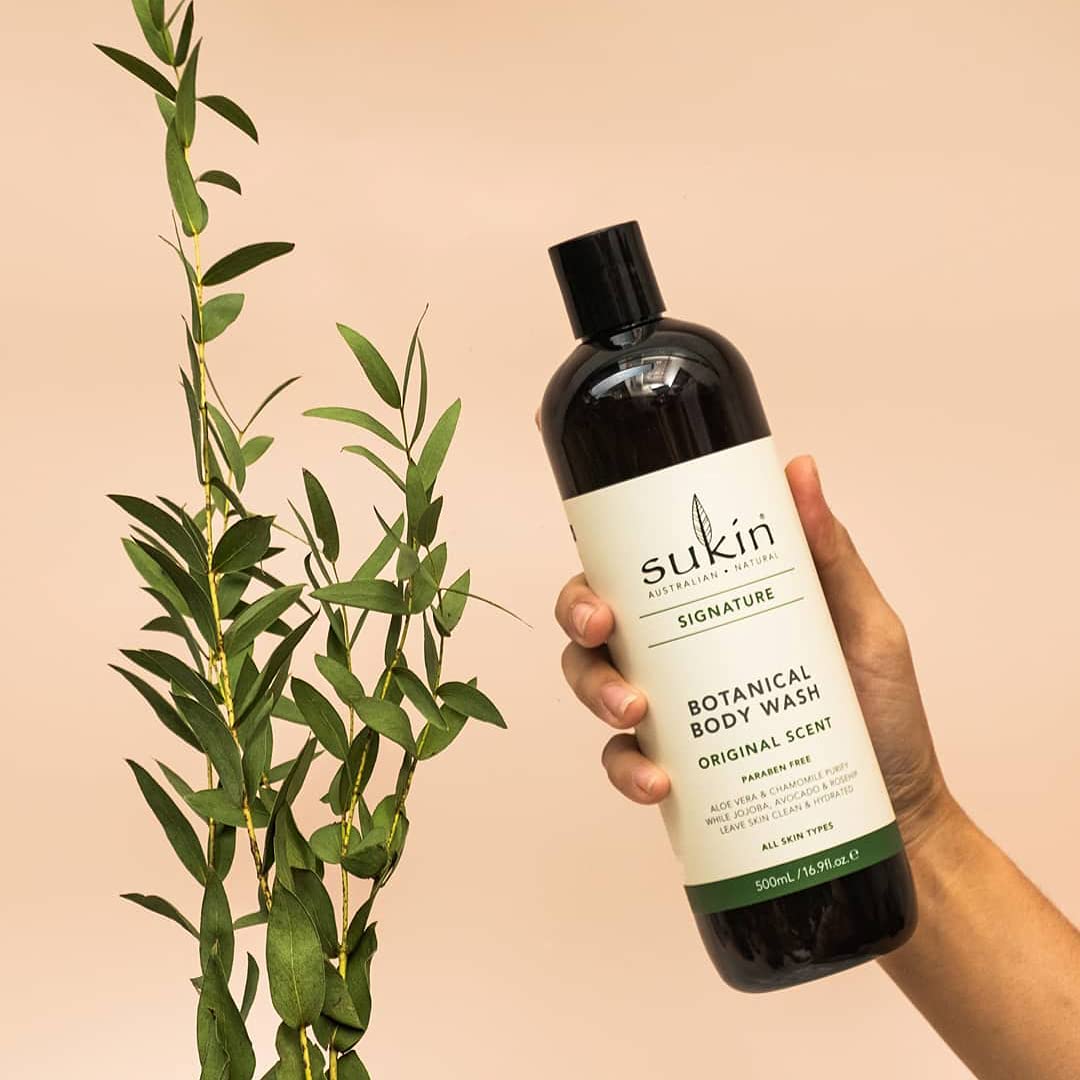 Sukin Signature Botanical Body Wash pump bottle for easy dispensing