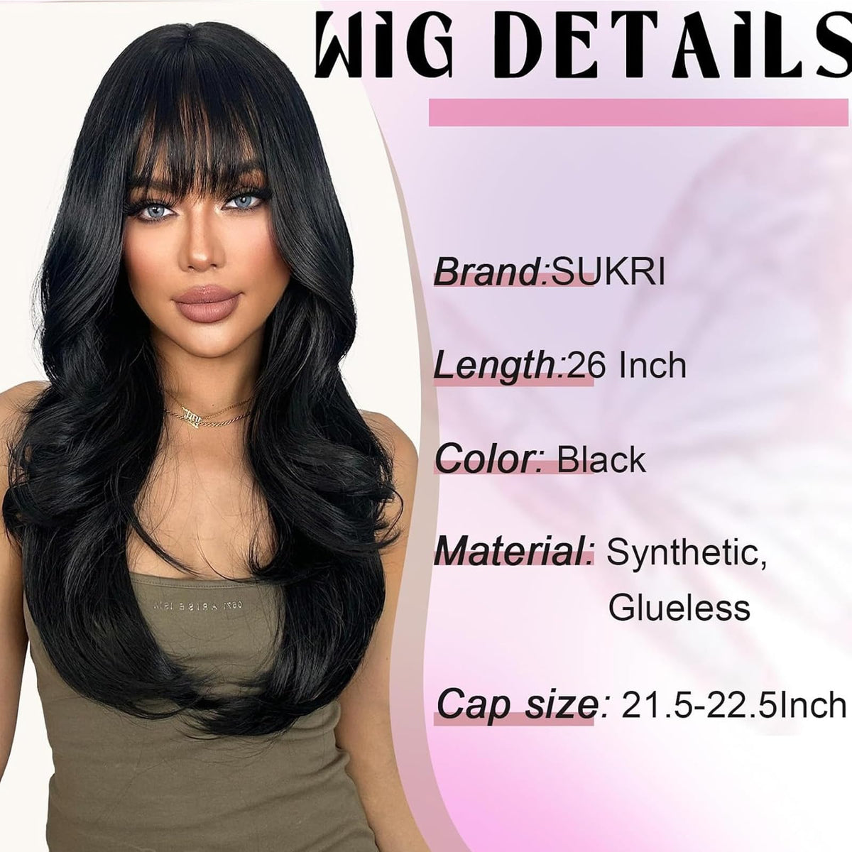 SUKRI Layered Bangs Wig with adjustable cap for secure fit