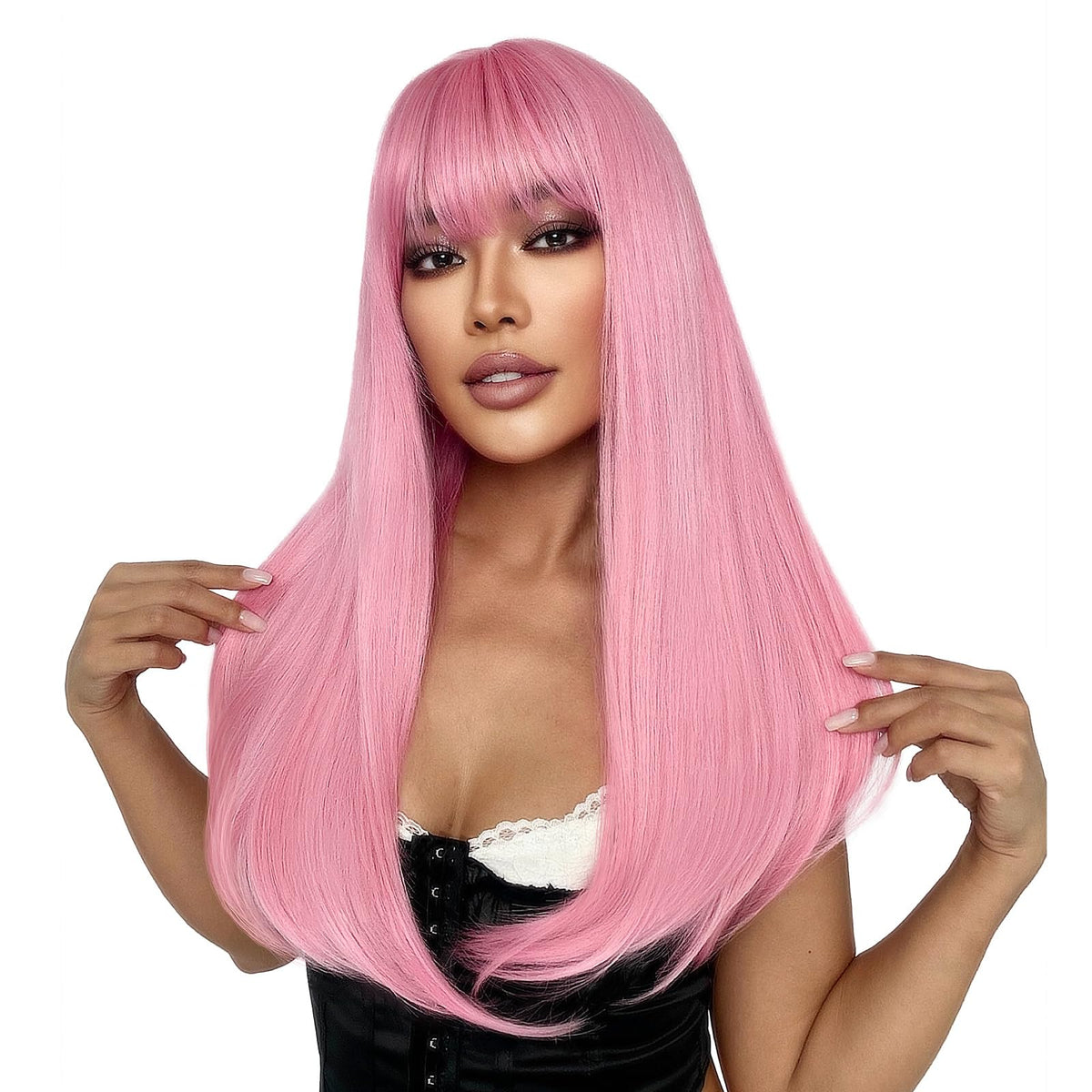 SUKRI long straight pink wig, 22 inches, versatile for cosplay and daily use
