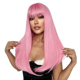 SUKRI long straight pink wig, 22 inches, versatile for cosplay and daily use