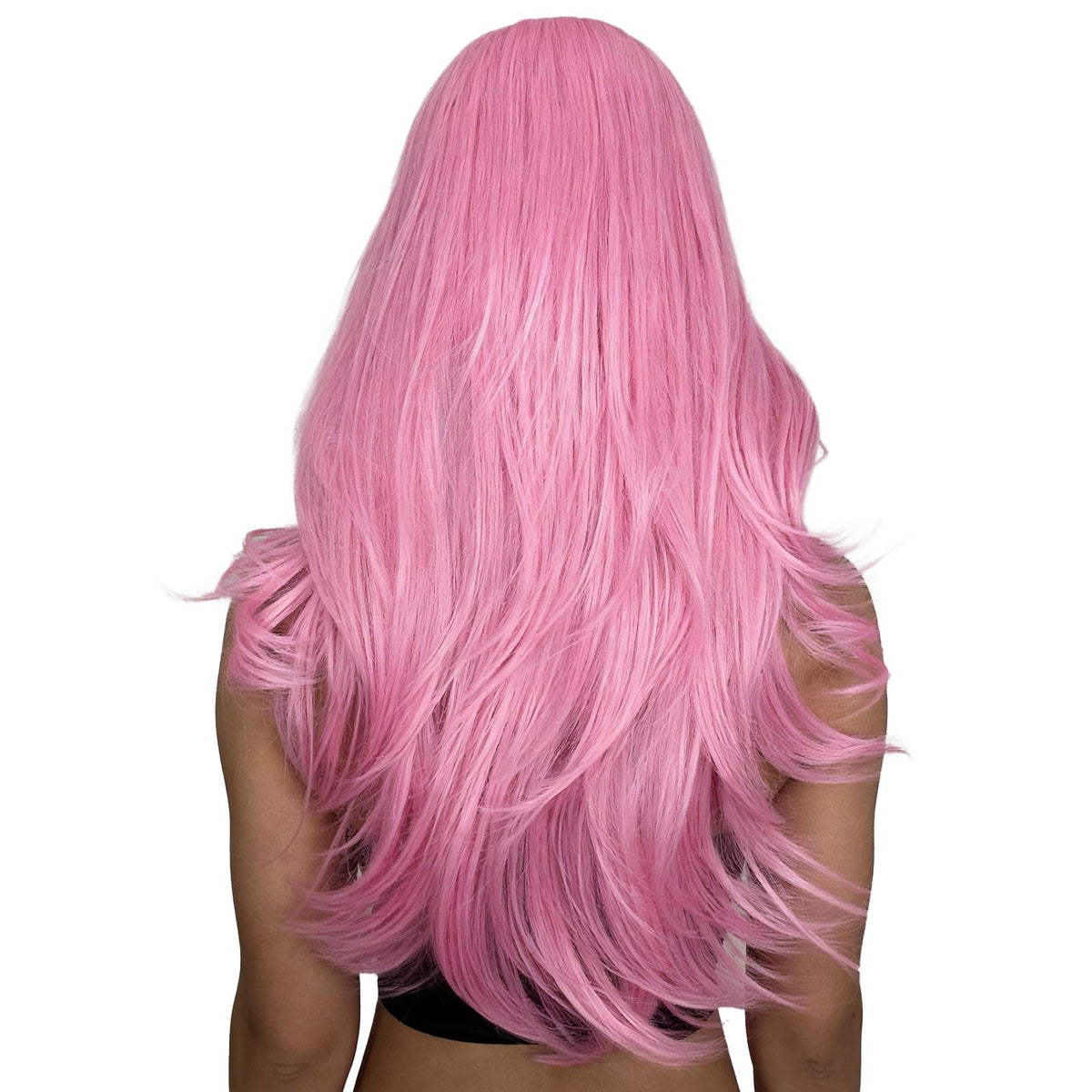 SUKRI pink wig showing heat-resistant fiber for safe styling